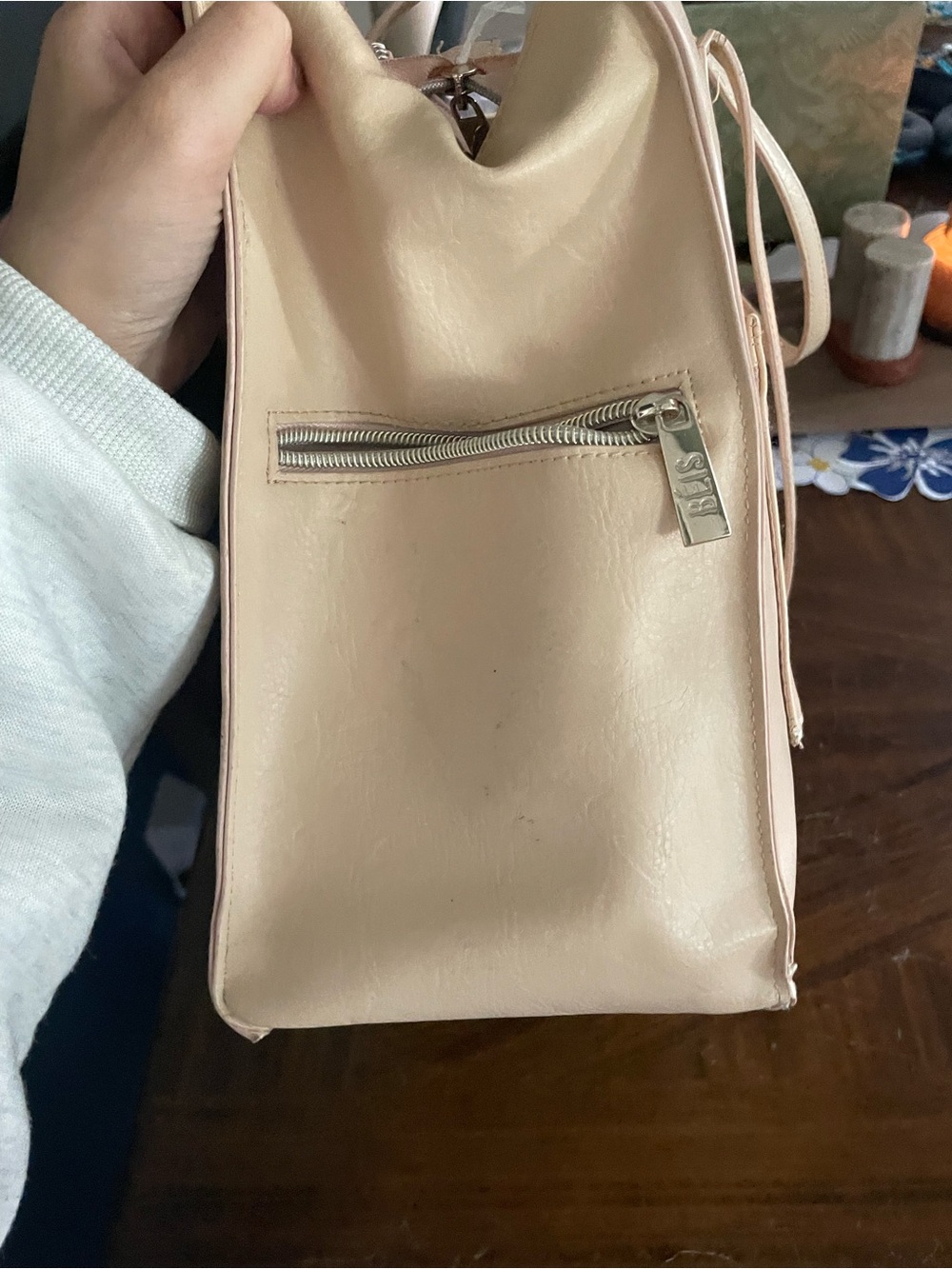 BEIS Blush Beige Leather Tote - Picture 3 of 5